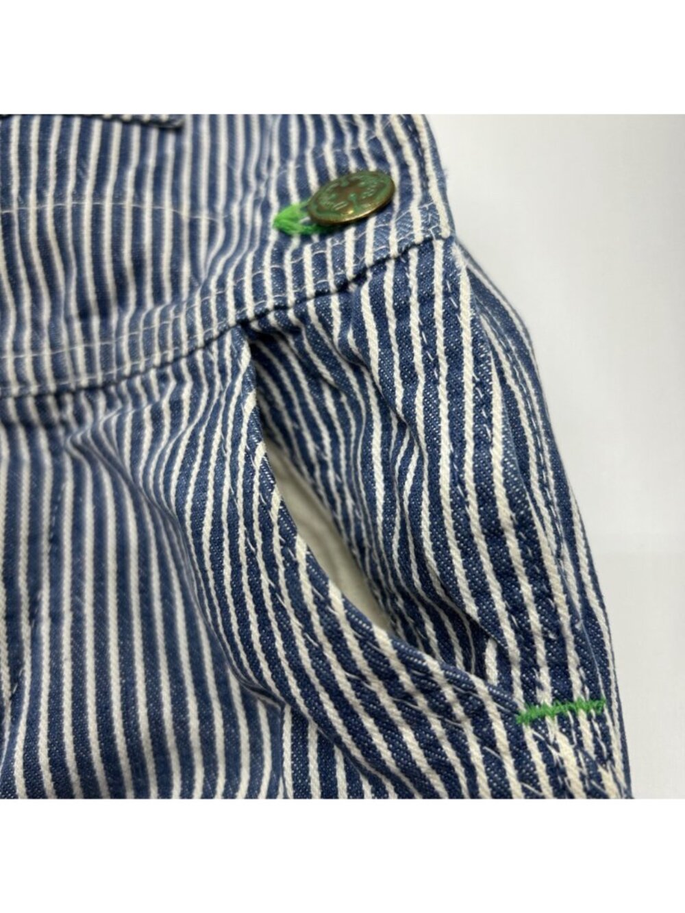 Vintage OshKosh BGosh Sanforized Blue & White Striped Overalls Adjustable Straps - Picture 7 of 16